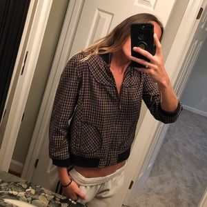 3/4 slv plaid jacket